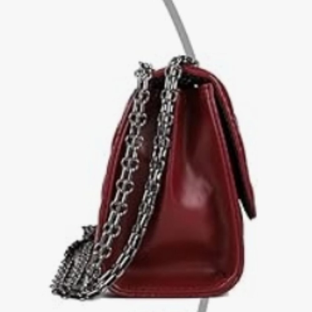Quilted Crossbody Shoulder Bag with Chain Red NWT - Picture 3 of 5